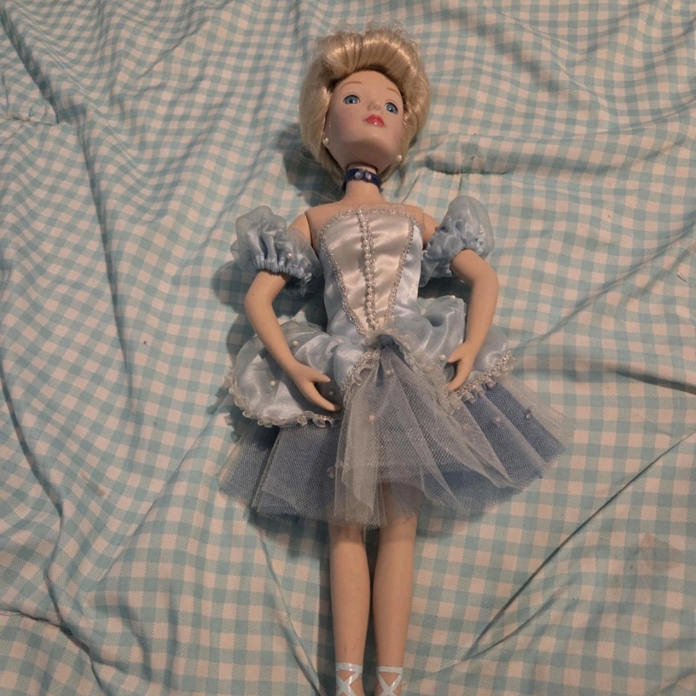 Elegant Blue Doll with Tulle Dress